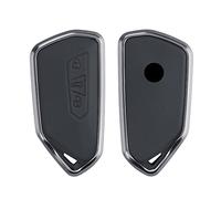 kwmobile Carcasa Compatible con VW Golf 8 - Funda Protectora rígida para Llave de Coche - Case de Metal y Cuero Gris Oscuro