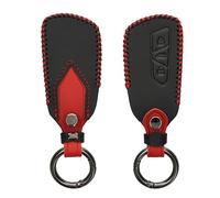 kwmobile Carcasa Compatible con VW Golf 8 Llave de Coche de 3 Botones - Funda de Cuero sintético - Case para Mando Control de Auto Negro Mate/Rojo