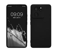 kwmobile Carcasa Compatible con Xiaomi 13T / 13T Pro Funda - Bordes elevados anticaídas - Case de TPU y Silicona con Interior de Microfibra - Negro