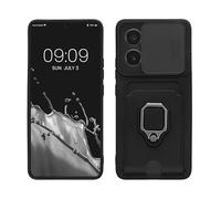 kwmobile Carcasa Compatible con Xiaomi 14T - Funda con Tapa para cámara Soporte y Tarjetero Negro