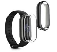 kwmobile Carcasa Compatible con Xiaomi Mi Band 9 / Smart Band 9 Funda - 2X Protector Pantalla Completo - Ultrafino y antigolpes - Transparente/Negro