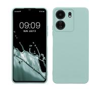 kwmobile Carcasa Compatible con Xiaomi Poco C65 / Redmi 13C Funda - Bordes elevados anticaídas - Case de TPU y Silicona con Interior de Microfibra - Menta Cool