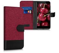 kwmobile Carcasa Compatible con Xiaomi Redmi 4X - Funda Protectora con Tapa Tarjetero y Soporte - Rojo Oscuro/Negro