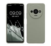kwmobile Carcasa Compatible con Xiaomi Redmi A3 Funda - con Bordes elevados - Apto Carga inalámbrica - Gris Verdoso Mate