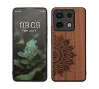 kwmobile Carcasa Compatible con Xiaomi Redmi Note 13 Pro 5G / Poco X6 5G Funda - Funda de Madera con Bumper antigolpes - Sol Naciente