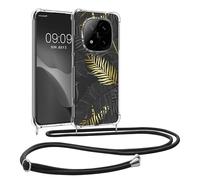 kwmobile Carcasa Compatible con Xiaomi Redmi Note 14 Pro 5G / Poco X7 Funda con Cuerda - Funda con Correa Colgante - Cordón Ajustable - Bordes elevados - Palmeras