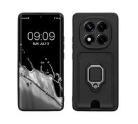 kwmobile Carcasa Compatible con Xiaomi Redmi Note 14 Pro 5G / Poco X7 - Funda con Tapa para cámara Soporte y Tarjetero Negro