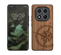kwmobile Carcasa Compatible con Xiaomi Redmi Note 14 Pro 5G / Poco X7 Funda - Funda de Madera de Nogal con Bumper antigolpes - de Aguja magnética