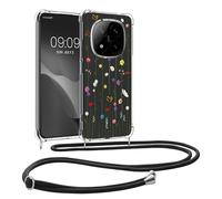 kwmobile Carcasa Compatible con Xiaomi Redmi Note 14 Pro+ 5G / Redmi Note 14 Pro Plus 5G Funda con Cuerda - Funda con Correa Colgante - Cordón Ajustable - Bordes elevados - Flores Colores