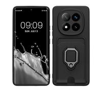 kwmobile Carcasa Compatible con Xiaomi Redmi Note 14 Pro+ 5G / Redmi Note 14 Pro Plus 5G - Funda con Tapa para cámara Soporte y Tarjetero Negro