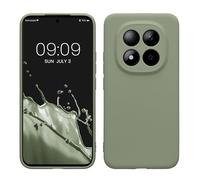 kwmobile Carcasa Compatible con Xiaomi Redmi Note 15 Pro+ 5G / Poco M8 Pro 5G Funda - con Bordes elevados - Apto Carga inalámbrica - Gris Verdoso Mate