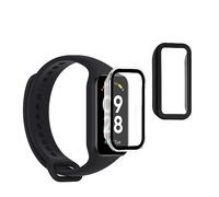 kwmobile Carcasa Compatible con Xiaomi Redmi Smart Band 2 Funda - 2X Protector Pantalla Completo de Cristal Templado - Ultrafino y antigolpes - Transparente/Negro