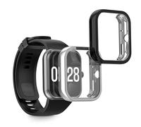 kwmobile Carcasa Compatible con Xiaomi Redmi Watch 4 Funda - 2X Protector Pantalla Completo - Ultrafino y antigolpes - Negro/Plata