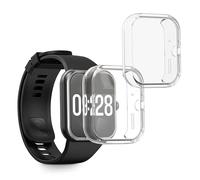 kwmobile Carcasa Compatible con Xiaomi Redmi Watch 4 Funda - 2X Protector Pantalla Completo - Ultrafino y antigolpes - Transparente