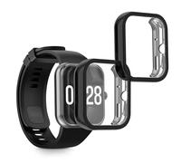 kwmobile Carcasa Compatible con Xiaomi Redmi Watch 4 Funda - 2X Protector Pantalla Completo - Ultrafino y antigolpes - Negro