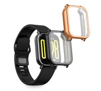 kwmobile Carcasa Compatible con Xiaomi Redmi Watch 5 Active Funda - 2X Protector Pantalla Completo - Ultrafino y antigolpes - Negro/Oro Rosa