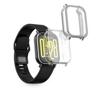 kwmobile Carcasa Compatible con Xiaomi Redmi Watch 5 Active Funda - 2X Protector Pantalla Completo - Ultrafino y antigolpes - Transparente/Plata