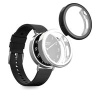 kwmobile Carcasa Compatible con Xiaomi Watch S4 41mm Funda - 2X Protector Pantalla Completo - Ultrafino y antigolpes - Negro/Plata