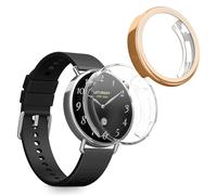 kwmobile Carcasa Compatible con Xiaomi Watch S4 41mm Funda - 2X Protector Pantalla Completo - Ultrafino y antigolpes - Oro Rosa/Transparente