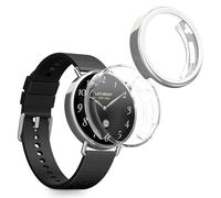 kwmobile Carcasa Compatible con Xiaomi Watch S4 41mm Funda - 2X Protector Pantalla Completo - Ultrafino y antigolpes - Transparente/Plata