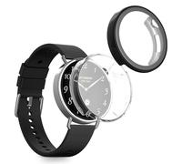 kwmobile Carcasa Compatible con Xiaomi Watch S4 41mm Funda - 2X Protector Pantalla Completo - Ultrafino y antigolpes - Transparente/Negro