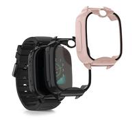 kwmobile Carcasa Compatible con Xplora XGO 2 Funda - 2X Protector Pantalla Completo de Cristal Templado - Ultrafino y antigolpes - Negro/Rosa Palo