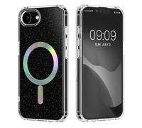 kwmobile Carcasa Magnética Compatible con Apple iPhone 17e / iPhone 16e - Funda Transparente con Glitter y Anillo Magnético - Apta Carga Inalámbrica