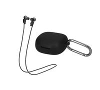 kwmobile Carcasa para Auriculares con Cuerdas Compatible con JBL Live Pro Plus Funda con Cordones - Case con Cintas antiperdida - Negro/Negro