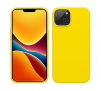 kwmobile Carcasa para iPhone 14 Funda - Case TPU y Silicona para Smartphone con Interior de Microfibra - Suave Protector antigolpes para móvil - Apto Carga inalámbrica - Amarillo chillón