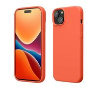 kwmobile Carcasa para iPhone 15 Funda - Case TPU y Silicona para Smartphone con Interior de Microfibra - Suave Protector antigolpes para móvil - Coral Brillante