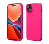 kwmobile Carcasa para iPhone 15 Funda - Case TPU y Silicona para Smartphone con Interior de Microfibra - Suave Protector antigolpes para móvil - Rosa neón