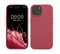 kwmobile Carcasa para iPhone 15 Funda - Case TPU y Silicona para Smartphone con Interior de Microfibra - Suave Protector antigolpes para móvil - Rosa Oscuro