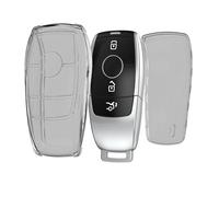kwmobile Carcasa para Mando Compatible con Mercedes Benz Llave de Coche Smart Key (Solo Keyless) - Funda para Llaves de Coche de TPU Transparente con Botones - Negro/Transparente