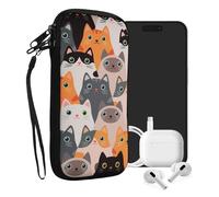 kwmobile Carcasa para móvil tamaño XXL - 7" - Funda Universal con Cremallera - Estuche de Neopreno - Gatitos