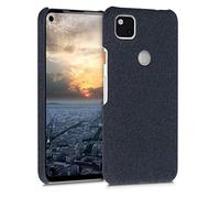 kwmobile Carcasa Protectora Compatible con Google Pixel 4a - Funda Trasera Dura Forrada en Tela - Azul Oscuro