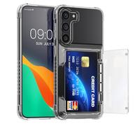 kwmobile Carcasa Transparente con Tarjetero Compatible con Samsung Galaxy S23 Plus Funda Transparente con Tarjetero - Case Transparente de TPU con Espacio para 4X Tarjetas y Bumper