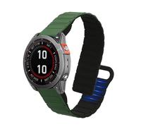 kwmobile Correa de Repuesto compatible con Garmin Fenix 8 47mm / Fenix E 47mm / Fenix 7/7 Pro/EPIX 2 Correa - Pulsera Magnética Extrafuerte de Silicona para Smartwatch - verde oscuro/negro