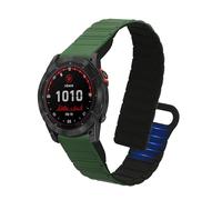 kwmobile Correa de Repuesto compatible con Garmin Fenix 8 51mm / Enduro 3 / Fenix 7X / 7X Pro/Instinct 2X Correa - Pulsera Magnética Extrafuerte de Silicona para Smartwatch - verde oscuro/negro