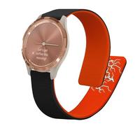 kwmobile Correa de Repuesto compatible con Garmin vivoactive 6 / vivomove Trend/Forerunner 55 Correa - Pulsera Magnética de Silicona para Smartwatch - Diseño Minimalista - negro/naranja