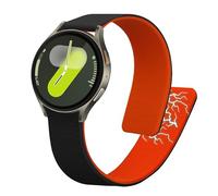 kwmobile Correa de Repuesto compatible con Samsung Galaxy Watch 4/5 / 6 Galaxy Watch 7 / FE Correa - Pulsera Magnética de Silicona para Smartwatch - Diseño Minimalista - negro/naranja