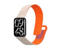 kwmobile Correa de Repuesto compatible con Xiaomi Smart Band 8 Pro/Band 9 Pro/Redmi Watch 5 / Redmi Watch 4 Correa - Pulsera Magnética Extrafuerte de Silicona para Smartwatch - blanco/naranja