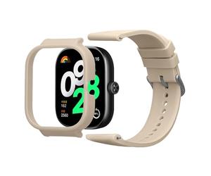 kwmobile Correa y Carcasa para Esfera Compatible con Xiaomi Redmi Watch 4 - Set de Recambio 2en1 con Pulsera y Bumper Antigolpes para Esfera - Beige