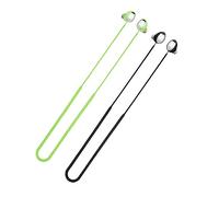 kwmobile Correas compatibles con Samsung Galaxy Buds2 Pro - 2X Cinta para Auriculares - Banda de Silicona - Negro/Verde neón