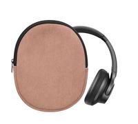 kwmobile Estuche Compatible con Anker Soundcore Q20i Estuche - Funda para Auriculares Headset con Cremallera - Exterior de Pana e Interior de Neopreno - Rosa Palo