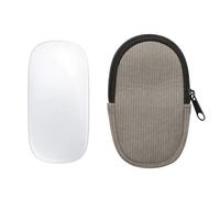 kwmobile Estuche Compatible con Apple Magic Mouse 1/2 Estuche Ratón - Funda para Mouse con Cremallera - Exterior de Pana e Interior de Neopreno - Gris