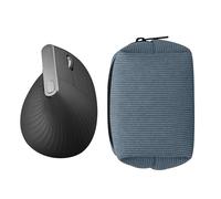 kwmobile Estuche Compatible con Logitech Lift/MX Vertical/Anker Vertical Estuche Ratón - Funda para Mouse con Cremallera - Exterior de Pana e Interior de Neopreno - Azul Vintage