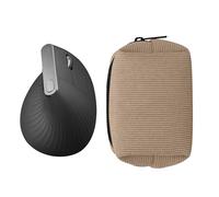 kwmobile Estuche Compatible con Logitech Lift/MX Vertical/Anker Vertical Estuche Ratón - Funda para Mouse con Cremallera - Exterior de Pana e Interior de Neopreno - Beige