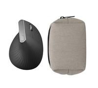 kwmobile Estuche Compatible con Logitech Lift/MX Vertical/Anker Vertical Estuche Ratón - Funda para Mouse con Cremallera - Exterior de Pana e Interior de Neopreno - Gris