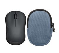 kwmobile Estuche Compatible con Logitech M220 Silent / M235 / M185 Estuche Ratón - Funda para Mouse con Cremallera - Exterior de Pana e Interior de Neopreno - Azul Vintage