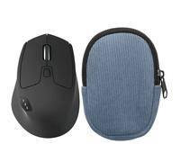 kwmobile Estuche Compatible con Logitech M720 Triathlon / M705 Marathon Estuche Ratón - Funda para Mouse con Cremallera - Exterior de Pana e Interior de Neopreno - Azul Vintage